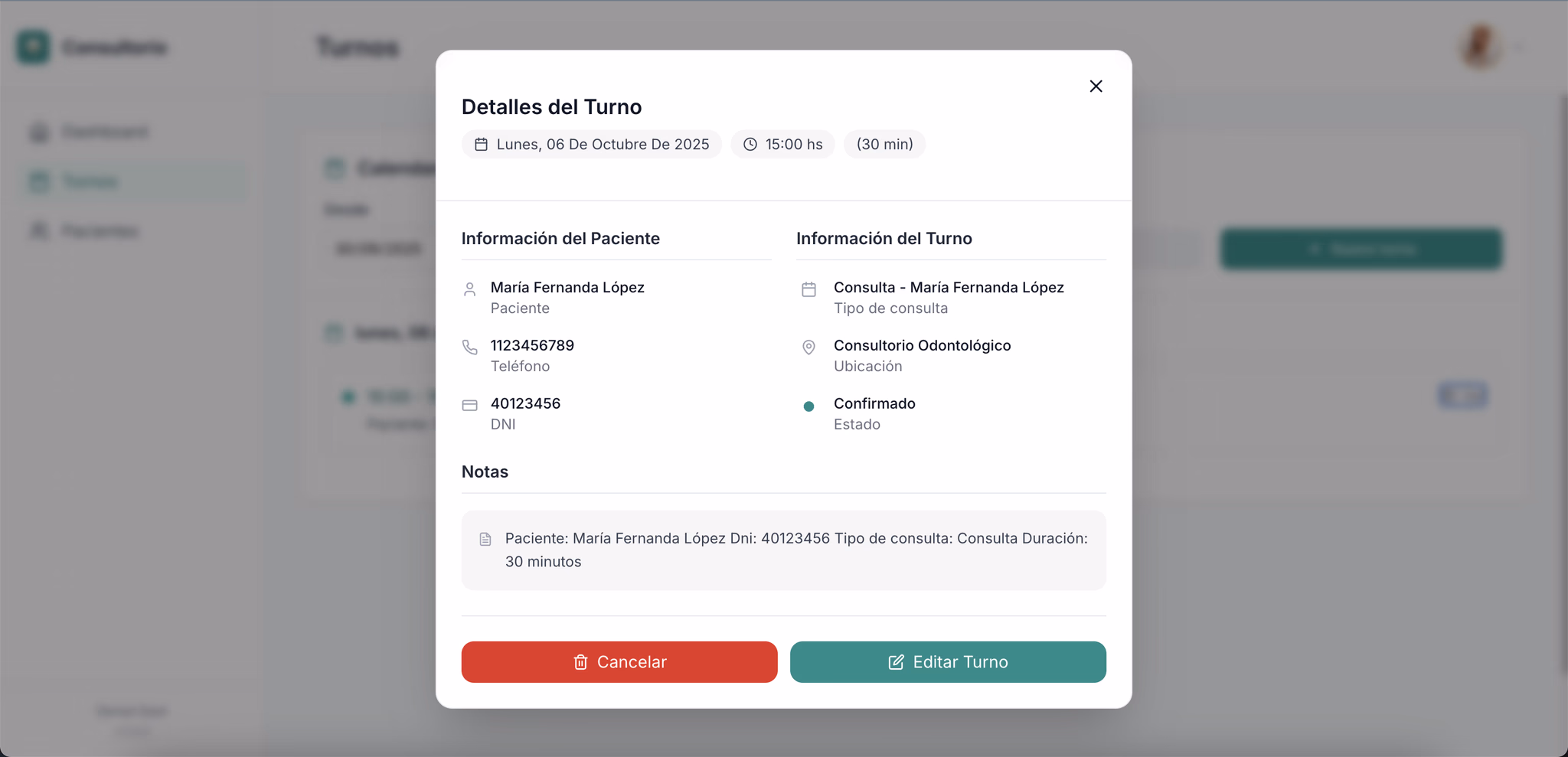 Gestión de turnos DentalDash